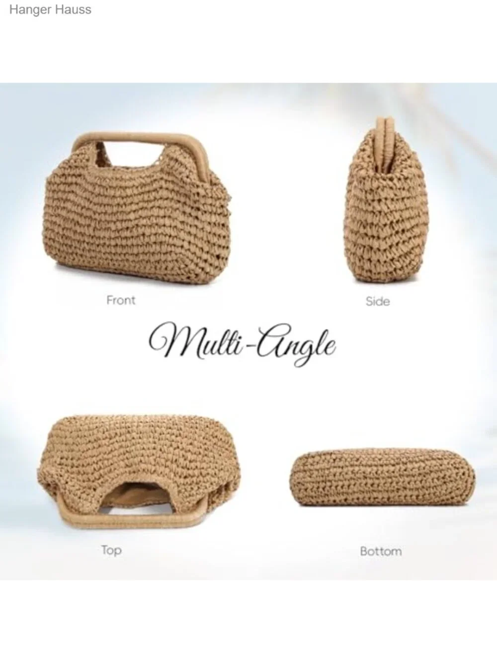 Woven Straw Dumpling Clutch Purse Handbag with Chain Strap Summer Beach Bag
